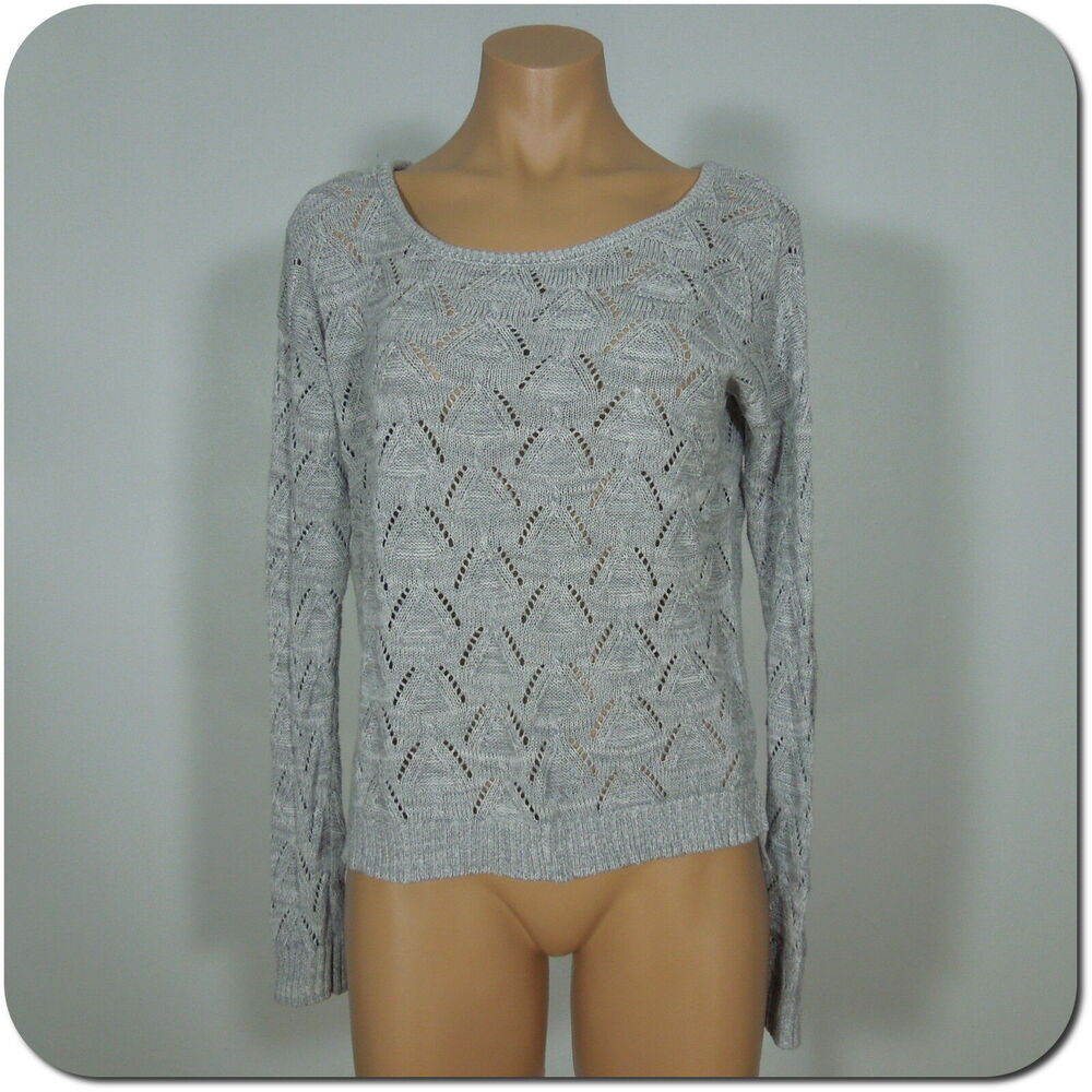 GRG Sweater XS Montreal Womens Gray Open Knit Lightweight